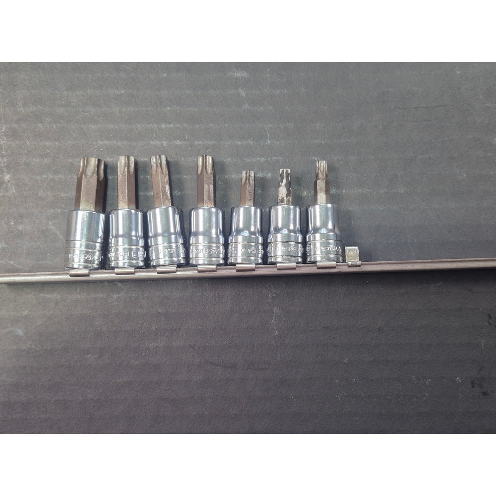 Snap-on Torx Bit Socket Set 3/8 Drive T27, T30, T40,T45,T47,T50,T55 Rail US Made